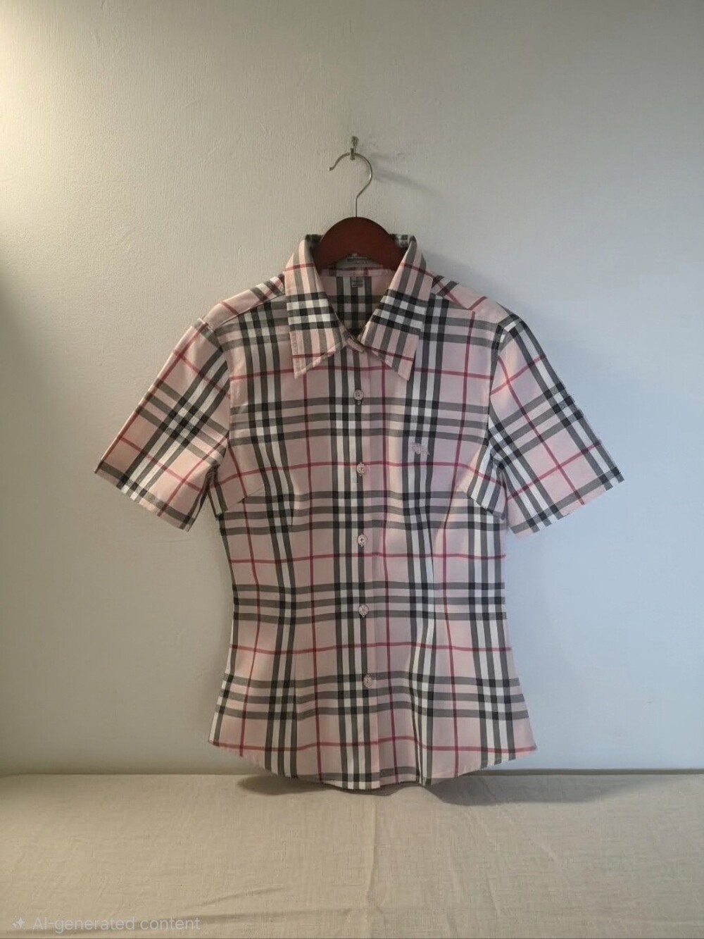 Burberry Pink Plaid Short-Sleeve Button-Down Shirt